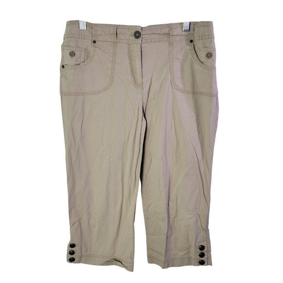 Larry Levine Womens Size 10 Tan Solid Khaki Capri Pants - Picture 1 of 11